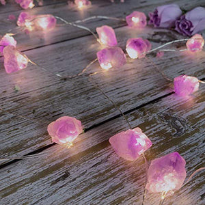 TAMOYO Amethyst String Lights, Natural Crystal LED String Lights 10FT 30LEDs for Summer Decoration, Valentine's Day, Wedding, Birthday Party, Bedroom Decoration