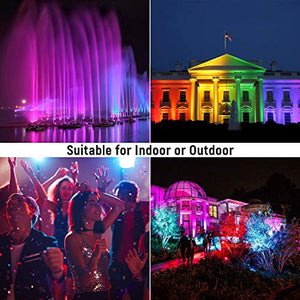 Albrillo 30W RGB LED Flood Light, Color Changing Floodlight 100W Equivalent, 11 Colors 4 Modes, IP66 Waterproof, Dimmable and Timing, Outdoor for Halloween Party Landscape Stage Lighting, 2 Pack