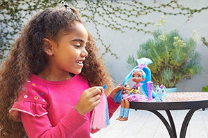 Cave Club Tella Doll (8 – 10-inch, Blue Hair) Poseable Prehistoric Fashion Doll with Dinosaur Pet and Accessories, Gift for 4 Year Olds and Up [Amazon Exclusive]