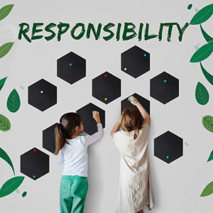10 Packs Pin Board Hexagon Felt Board Tiles Bulletin Board Memo Board with 20 Pieces Push Pins, Decoration for Home Office Classroom Wall (Black, 5.9 x 7 Inches/ 15 x 17.7 cm)