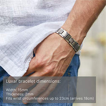 Load image into Gallery viewer, LUXAR® Men's Titanium Link Bracelet | Solid Titanium Adjustable Bracelet Designed for Men | Explore The World of Luxar [Brushed Titanium]
