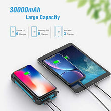 Load image into Gallery viewer, Solar Power Bank 30000 mAh, Wireless Portable Charger Solar Panel External Battery Type-C 5V Dual USB with LED Flashlight (Waterproof, Dustproof, Shockproof) Compatible with iOS &amp; Android (Black)
