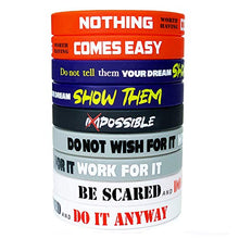Load image into Gallery viewer, RUANJAI 12-Pack Motivational Wristband Silicone with Inspirational Messages - Unisex Adult Size Woman Man Teens
