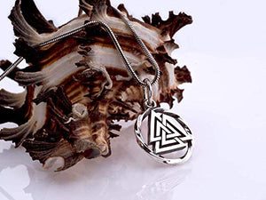 Valknut Viking Odin Knot Sterling Silver Pendant Necklace for Men Women Celtic Nordic Pagan Jewelry Norse Mythology Warrior Symbol Amulet Talisman Handmade