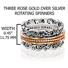 Load image into Gallery viewer, Paz Creations .925 Sterling Silver and Rose Gold Over Silver Spinner Ring (7), Made in Israel
