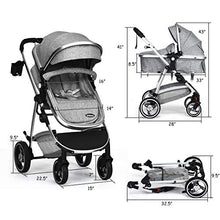 Load image into Gallery viewer, INFANS Newborn Baby Stroller Carriage, 2 in 1 High Landscape Convertible Reversible Bassinet Pram, Foldable Aluminum Alloy Pushchair with Adjustable Canopy, 3D Shock Absorption PU Wheels (Light Grey)
