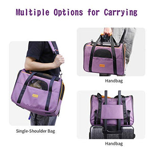 morpilot Pet Travel Carrier Bag, Portable Pet Bag - Folding Fabric Pet Carrier, Travel Carrier Bag for Dogs or Cats, Pet Cage with Locking Safety Zippers, Foldable Bowl, Airline Approved