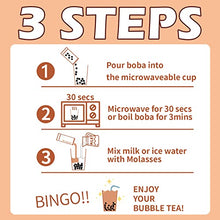 Load image into Gallery viewer, EASY BUBBLE TEA, Brown Sugar Flavor, Authentic instant Boba tea Bubble tea Pearl tapioca Milk Tea Kit, under 1minute (Molasses with Boba,Paper Straws,microwaveable cup 5 Servings)
