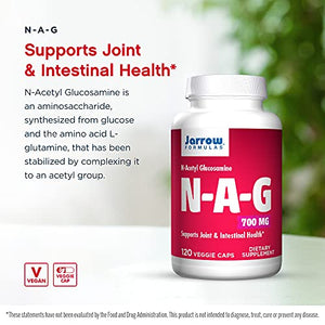 Jarrow Formulas N-A-G 700 mg - 120 Veggie Caps - N-Acetyl Glucosamine - Versatile Form of Glucosamine - Supports Joint & Intestinal Health - Up to 120 Servings