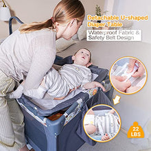 Load image into Gallery viewer, SKIH 5 in 1 Baby Bedside Sleeper, Baby Bassinet, Bedside Cribs with Toys &amp; Music Box, Mattress, Foldable Baby Playard, Portable Travel Crib for Girl Boy Infant Newborn (Grey)
