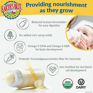 Earth's Best Organic Low Lactose Sensitivity Infant Formula with Iron, Milk-Based Powder, 35oz.