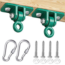 Load image into Gallery viewer, BETOOLL 2400 lb Capacity Heavy Duty Swing Hangers for Wooden Sets Playground Porch Indoor Outdoor &amp; Hanging Snap Hooks Green (2pcs)
