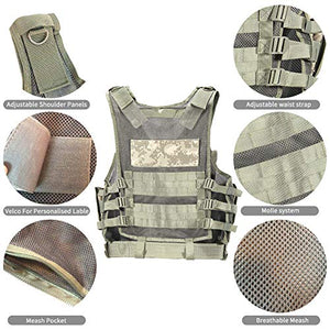 YAKEDA Tactical Vest Outdoor Ultra-Light Breathable Combat Training Vest Adjustable for Adults (ACU Camou)