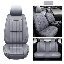 Load image into Gallery viewer, AOOG Leather Car Seat Covers, Leatherette Automotive Vehicle Cover for Cars SUV Pick-up Truck, Universal Non-Slip Vehicle Cover Waterproof Interior Accessories, Full Set, Gray
