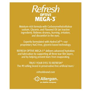 Refresh Optive Mega-3 Lubricant Eye Drops, Preservative-Free, 0.01 Fl Oz Single-Use Containers, 60 Count