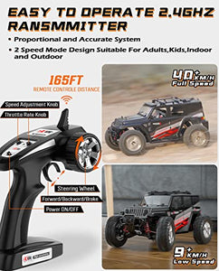 1:14 Scale Big RC Car, caivun RC Cars 4WD Off Road Hobby Trucks 40+ KM/H High Speed Remote Control Car with Two 1500mAh Batteries, 2.4GHz All Terrain Toy Vehicle Crawler Gift for Adults Teens Boys