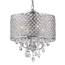 Load image into Gallery viewer, Edvivi Marya 4-Light Chrome Round Crystal Chandelier Ceiling Fixture | Beaded Drum Shade | Glam Lighting
