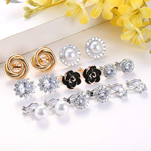 Load image into Gallery viewer, Udalyn 8 Pairs Clip Earrings for Women Fashion Rose Flower CZ Pearl Twist Knot Hypoallergenic Non Pierced Clip On Earrings Wedding Sets
