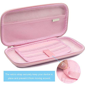 BRHE Cute Switch Case Travel Carrying Bundle Kit Hard Portable Protective Cover Shell Accessories with Glass Screen Protector Thumb Grip Caps for Nintendo Switch (Sakura Pink)