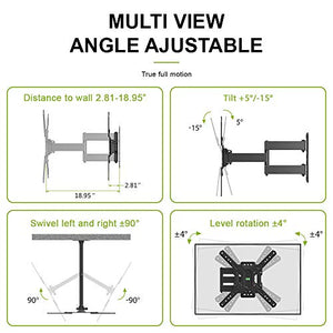 USX MOUNT Full Motion Swivel Articulating Tilt TV Wall Mount Bracket for 26-55" LED, OLED and 4K TVs, TV Mount Fit for 32, 40, 50 TV with VESA Up to 400x400mm-Weight Capacity Up to 60lbs