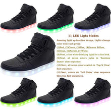 Load image into Gallery viewer, APTESOL Kids Youth LED Light Up Sneakers Unisex Boys Girls High Tops Cute Cool Flashing Shoes Halloween Xmas School Birthday Party Dancing Shoes (Black, 3 Little Kid)
