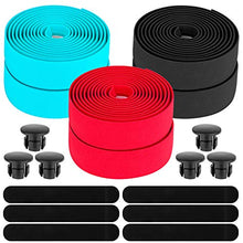 Load image into Gallery viewer, Awpeye 3 Pairs Bicycle Handlebar Tape EVA Road Bike Bar Tape with End Plugs Cycling Handle Wraps 6 Rolls (Black, Red, Bianchi Green)
