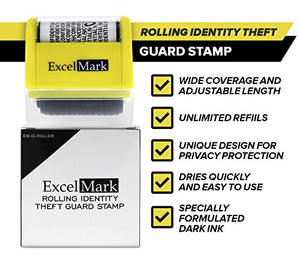 ExcelMark Rolling Identity Theft Guard Stamp (ID Theft Stamp with Refill Ink)