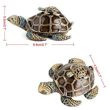 Load image into Gallery viewer, Hipiwe Turtle Jewelry Box with Crystal Decor, Handcrafted Hinged Trinket Box Small Metal Ring Holder Box Fairy Tooth Keepsake Box Figurine Collectible for Home Decor, Gift for Girl Woman
