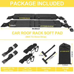 The Soft Roof Rack Pads for Kayak/Sup/Paddleboard/Canoe/Snowboard/Windsurfing, Universal Surfboard Racks for Car Include Tie-Down Straps, Block Surf Racks Suit Cars, SUV, Trucks