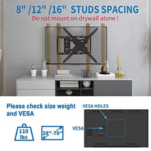 Load image into Gallery viewer, JUSTSTONE Full Motion TV Wall Mount Bracket for 28-70 Inch LED LCD Plasma Flat Screen &amp; Curved TVs 110 Lbs VESA 600x400mm with Articulating Arms, Extend, Swivel, Tilt and Level Adjust, Fit 16” Studs
