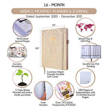 Load image into Gallery viewer, Deluxe Law of Attraction Academic Planner Sep 2020 - Dec 2021 - Weekly &amp; Monthly planner to Increase Productivity &amp; Happiness. Weekly Goal Planner, Organizer &amp; Gratitude Journal + Planner Stickers
