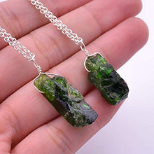 Load image into Gallery viewer, Handmade Rough Green Chrome Diopside Natural Raw Crystals Pendant Necklace Energy Gemstone Healing Crystals, Birthday, Gift for her, 925 Sterling Silver Jewelry 18 inch A+ Quality
