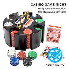 Load image into Gallery viewer, Brybelly Poker Chips - Poker Set with Wood Carousel Case for Casino Party, Texas Holdem, Blackjack and Family Game Night - 200 Count
