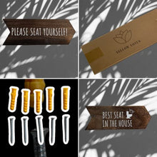 Load image into Gallery viewer, YELLOW LOTUS Funny Bathroom Signs - Please Seat Yourself Bathroom Sign &amp; Best Seat in the House Wooden Funny Signs, Rustic Arrow Wall Hanging Decor, Set of 2 Bathroom Wall Art 14 X 5 In (Brown)
