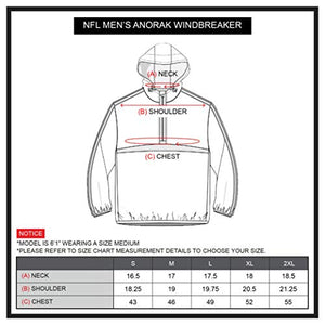 Ultra Game NFL New York Giants Mens Quarter Zip Pullover Hoodie Packable Windbreaker Jacket, White, X-Large