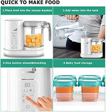 Load image into Gallery viewer, Baby Food Maker | Baby food Processor | Puree Blender Multi-Function Steamer Grinder Blender, Baby Food Warmer Mills Machine, Constant Temperature 24h, Auto Cooking &amp; Grinding, 8 Reusable Food Pouches
