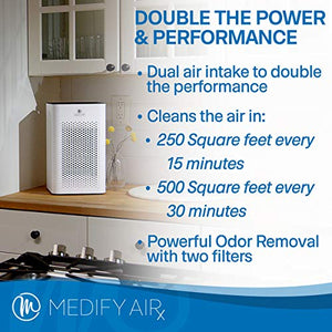 Medify MA-25 W1 Medical Grade Filtration H13 True HEPA for 500 Sq. Ft. Air Purifier | Dual Air Intake | Two '3-in-1' Filters | 99.9% removal in a Modern Design - White