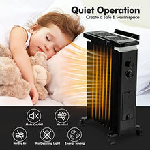 Load image into Gallery viewer, GOFLAME Oil Filled Radiator Heater, 1500W Electric Portable Space Heater with 3 Heat Settings and Built-In Thermostat, Oil Heater with Wheels, Tip-Over &amp; Overheat Protection for Home Office (Black)
