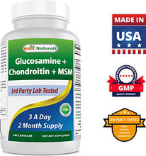 Load image into Gallery viewer, Best Naturals Glucosamine Chondroitin and MSM (Non-GMO) - Promotes Joint Health - 180 Count
