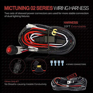 MICTUNING 7 Way Plug Inline Trailer Cord with 7 Gang Junction Box Bundle MIC-B1002 LED Light Bar Wiring Harness
