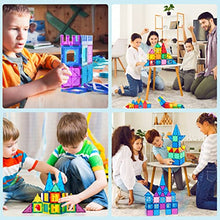 Load image into Gallery viewer, Magnetic Tiles 102Pcs, Magnetic Building Blocks Pretend Play Toys, Toy Castle Building Kit, Build Kids Creative-Thinking, Fine-Motor, Visual-Spatial &amp; Emotional Skills
