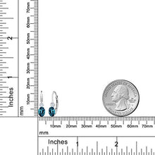 Load image into Gallery viewer, Gem Stone King Sterling Silver London Blue Topaz and White Sapphire Leverback 3/4 Inch Earrings 1.18 cttw Gemstone Birthstone
