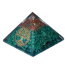 Load image into Gallery viewer, Tree of Life Malachite Orgone Pyramid EMF Protection Energy Purifier Generator Spiritual Healing Orgone Metaphysical Gift
