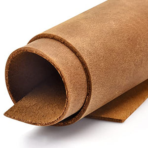 Tooling Leather Square 1.8-2.0MM Thick Genuine Top Full Grain Oil Tan Crazy Horse Cowhide Leather Sheets for Crafts Tooling Sewing Wallet Earring Hobby Workshop Crafting (Tan, 8"x12")