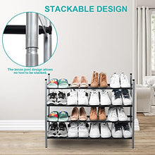 Load image into Gallery viewer, 2-Tier Expandable Shoe Rack, Stackable and Adjustable Shoes Organizer Storage Shelf, Sturdy and Durable Metal Structure Free Standing Shoe Rack for Closet Entryway Doorway
