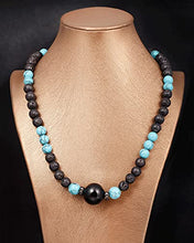 Load image into Gallery viewer, XHUUU Lava Stone/Black Obsidian Choker Necklaces Created Turquoise Women Mens Strand Crystal Necklace for Meditation or Yoga

