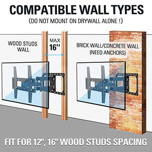 Mounting Dream UL Listed TV Mount TV Wall Mount with Swivel and Tilt for Most 32-55 Inch TV, Full Motion TV Mount with Articulating Dual Arms, Max VESA 400x400mm, 99 lbs. Loading, 16 inch Studs MD2380