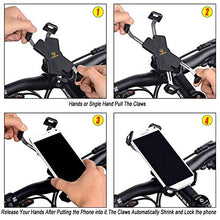 Load image into Gallery viewer, visnfa New Bike Phone Mount with Stainless Steel Clamp Arms Anti Shake and Stable 360° Rotation Bike Accessories/Bike Phone Holder for Any Smartphones GPS Other Devices Between 4 and 7 inches
