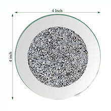 Load image into Gallery viewer, GIMORRTO Glass Mirrored Coaster 4 PC , Crushed Diamond Round 4" Cup Mat Decor on Tabletop for Bar Tools Dining Table
