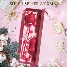 Load image into Gallery viewer, Rose Toy Vibrator for Woman - 3 in 1 Clitoral Stimulator Tongue Licking Thrusting G Spot Dildo Vibrator with 9 Modes, Rose Adult Sex Toys Games, Clit Nipple Licker for Women Man Couple

